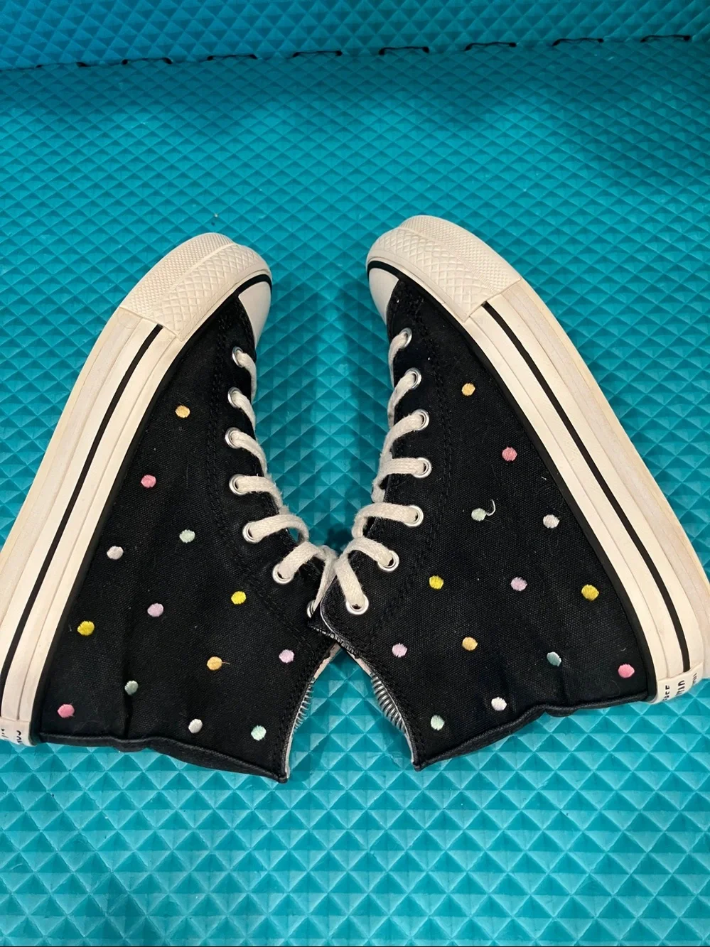 CONVERSE CTAS Big Girls Lift Embroidered Polka Dots Platform Sneakers | 4